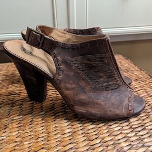 Women's Leather Open Toe Booties